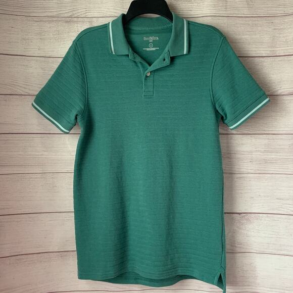 Goodfellow & Co Green and White Polo Ribbed Stripe Short Sleeves Size S - Picture 1 of 16